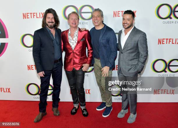 Kyan Douglas, Carson Kressley, Thom Filicia, and Jai Rodriguez attend the premiere of Netflix's "Queer Eye" Season 1 at Pacific Design Center on...