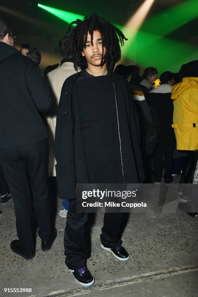 Luka Sabbat attends the Raf Simons runway show during New York Fashion Week Mens' on February 7, 2018 in New York City.