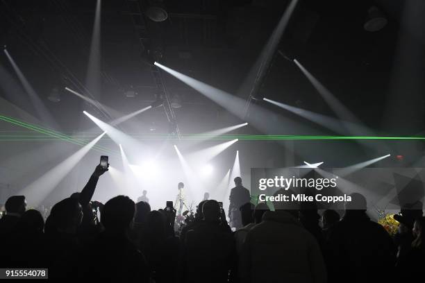 View of the Raf Simons runway show during New York Fashion Week Mens' on February 7, 2018 in New York City.