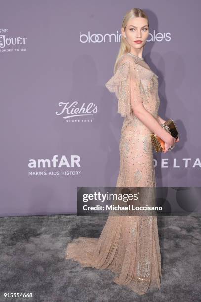 Model Aline Weber attends the 2018 amfAR Gala New York at Cipriani Wall Street on February 7, 2018 in New York City.