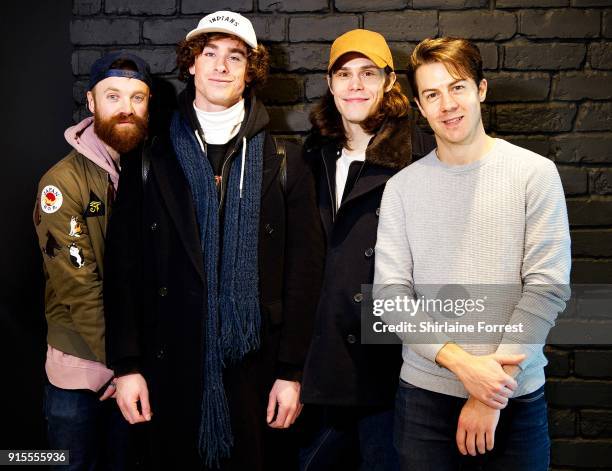 Rob Damiani, Simon Delaney, Matt Donnelly and Tom Doyle of Don Broco pose following an instore session for their new album 'Technology' at HMV...