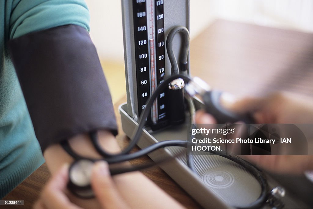 Doctor Using Measuring Tools Sphygmomanometer And Stethoscope Being Used By Doctor To Measure Female ...