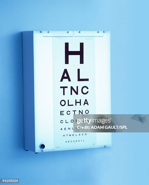 eye chart mounted on lightbox - caixa de luz - fotografias e filmes do acervo