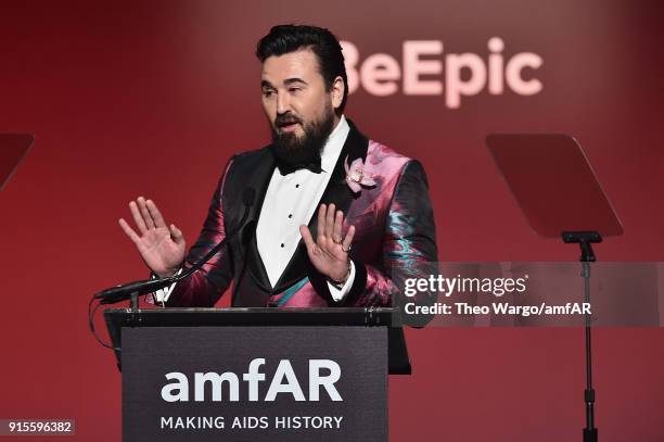 Kiehl's President Chris Salgardo speaks onstage the 2018 amfAR Gala New York at Cipriani Wall Street on February 7, 2018 in New York City.