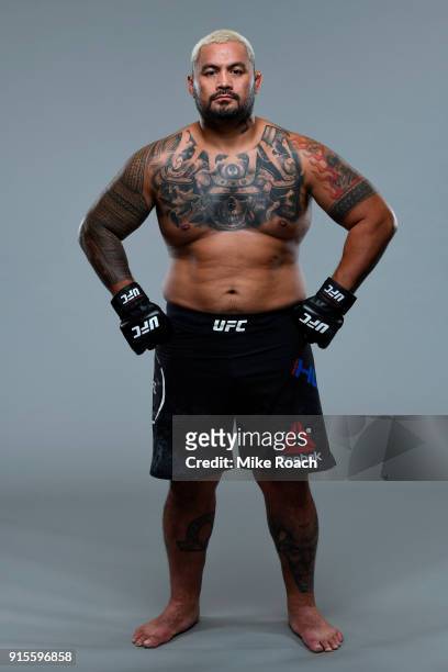 Mark Hunt of New Zealand poses for a portrait during a UFC photo session on February 7, 2018 in Perth, Australia.