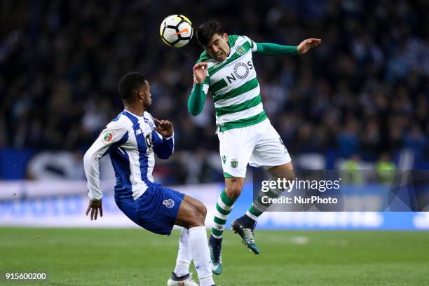 Sporting's Argentinian forward Marcos Acuna in action with Porto's Portuguese forward Hernani during the Portuguese Cup 2017/18, match between FC...
