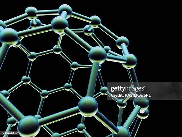 buckminsterfullerene molecule - buckyball stock illustrations