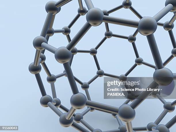 buckminsterfullerene molecule - buckyball stock illustrations