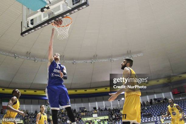 Shayne Whittington in action during the EuroCup basketball match between Fiat Torino Auxilium and Zenit St. Petersburg at PalaRuffini on 07 February,...