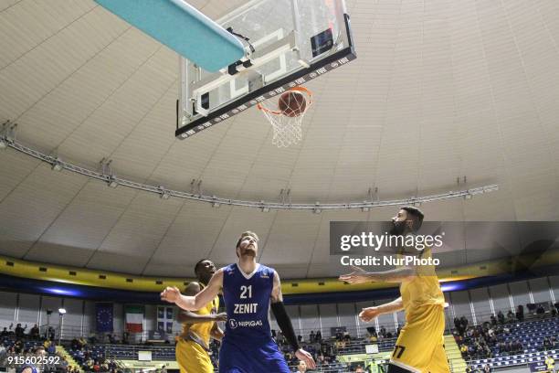 Shayne Whittington during the EuroCup basketball match between Fiat Torino Auxilium and Zenit St. Petersburg at PalaRuffini on 07 February, 2018 in...