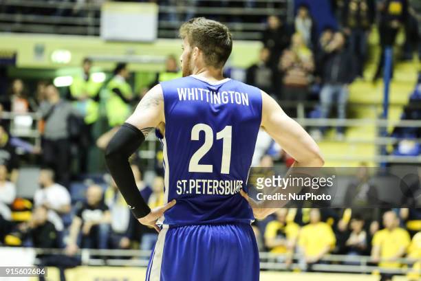 Shayne Whittington during the EuroCup basketball match between Fiat Torino Auxilium and Zenit St. Petersburg at PalaRuffini on 07 February, 2018 in...