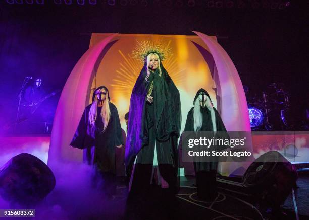 Maria Brink of In This Moment performs in support of The Witching Hour Tour at The Fillmore on February 7, 2018 in Detroit, Michigan.