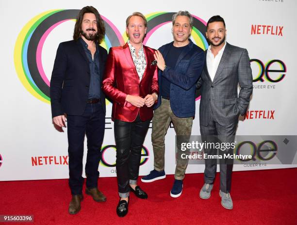 Kyan Douglas, Carson Kressley, Thom Filicia, and Jai Rodriguez attend the premiere of Netflix's "Queer Eye" Season 1 at Pacific Design Center on...