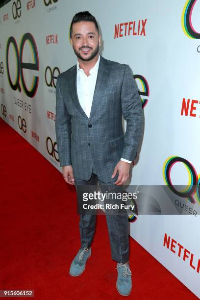 Jai Rodriguez attends Netflix's Queer Eye premiere screening and after party on February 7, 2018 in West Hollywood, California.