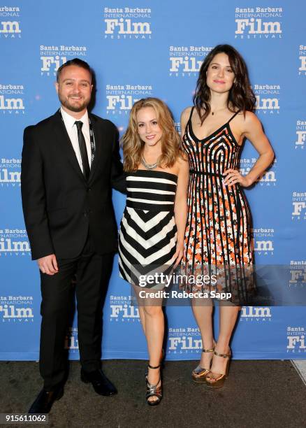Producer Matt DeMarco, actresses Kelly Stables and Ali Cobrin at The American Riviera Award Honoring Sam Rockwell during The 33rd Santa Barbara...