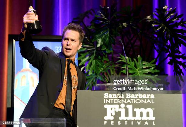 Actor Sam Rockwell speaks onstage with The American Riviera Award at The American Riviera Award Honoring Sam Rockwell during The 33rd Santa Barbara...