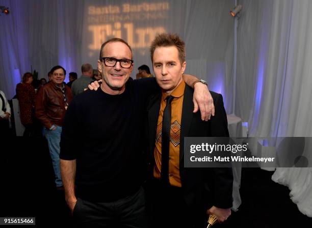 Actors Clark Gregg and Sam Rockwell at the after party for The American Riviera Award Honoring Sam Rockwell during The 33rd Santa Barbara...