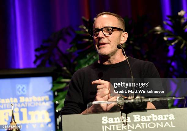 Clark Gregg speaks onstage with The American Riviera Award at The American Riviera Award Honoring Sam Rockwell during The 33rd Santa Barbara...