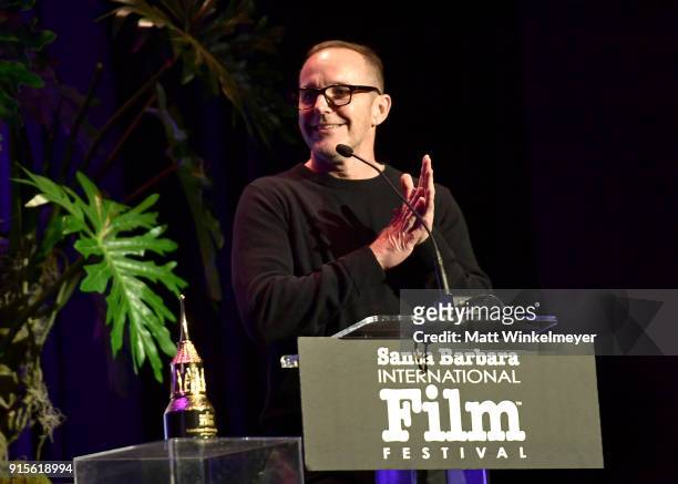 Clark Gregg speaks onstage with The American Riviera Award at The American Riviera Award Honoring Sam Rockwell during The 33rd Santa Barbara...