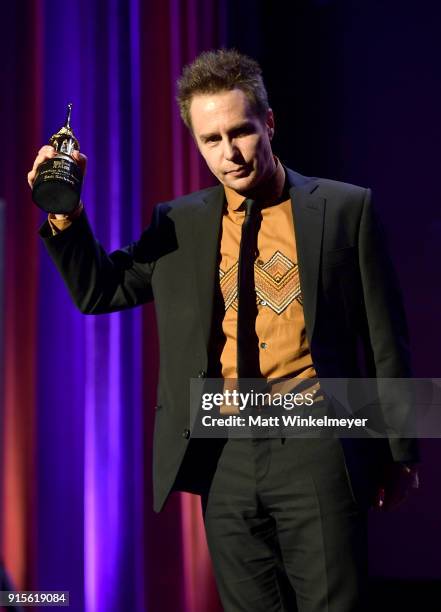 Actor Sam Rockwell onstage with The American Riviera Award at The American Riviera Award Honoring Sam Rockwell during The 33rd Santa Barbara...