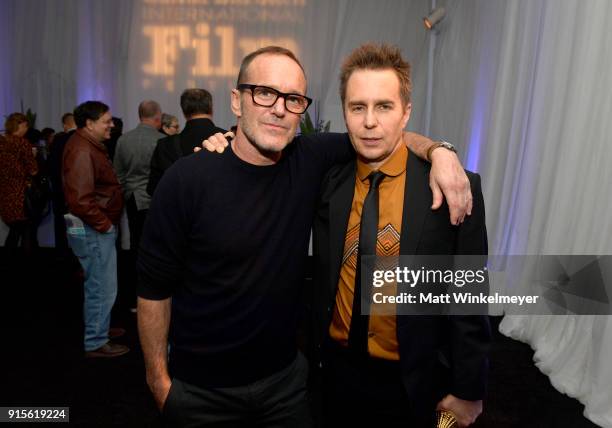 Actors Clark Gregg and Sam Rockwell at the after party for The American Riviera Award Honoring Sam Rockwell during The 33rd Santa Barbara...