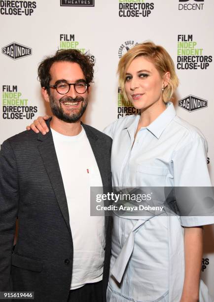 Jay Duplass and Greta Gerwig attend the Film Independent hosts Directors Close-Up Screening of "Lady Bird" at Landmark Theatre on February 7, 2018 in...