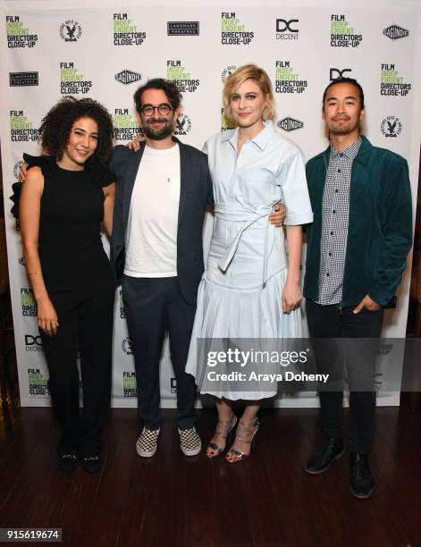 Marielle Scott, Jay Duplass, Greta Gerwig and Jordan Rodrigues attend the Film Independent hosts Directors Close-Up Screening of "Lady Bird" at...