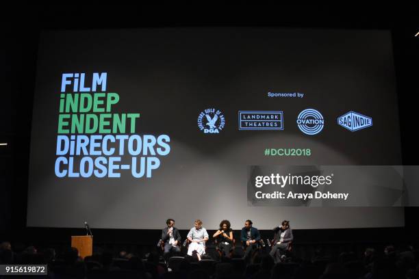 Jay Duplass, Greta Gerwig, Marielle Scott, Jordan Rodrigues and April Napier attend the Film Independent Hosts Directors Close-Up Screening Of "Lady...