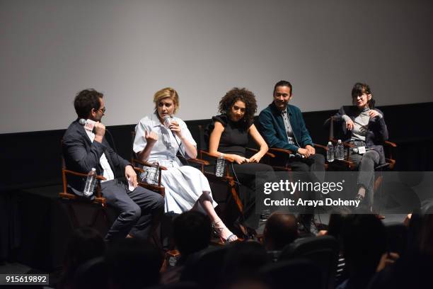 Jay Duplass, Greta Gerwig, Marielle Scott, Jordan Rodrigues and April Napier attend the Film Independent Hosts Directors Close-Up Screening Of "Lady...