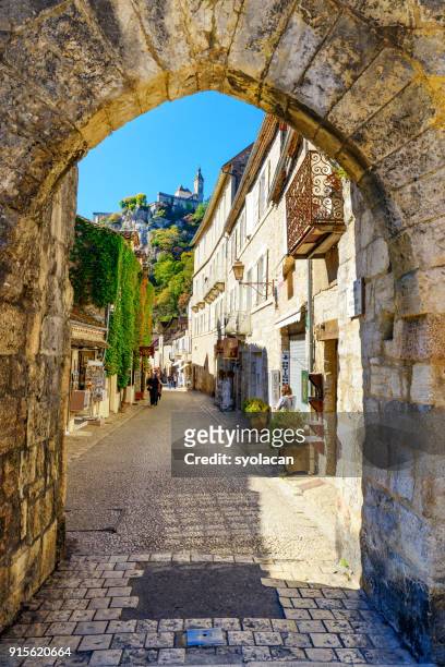 historic village and castle rocamadour - syolacan stock pictures, royalty-free photos & images