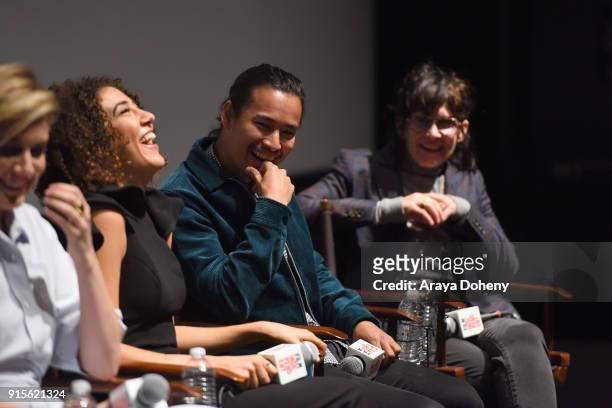 Marielle Scott, Jordan Rodrigues and April Napier attend the Film Independent Hosts Directors Close-Up Screening Of "Lady Bird" at Landmark Theatre...