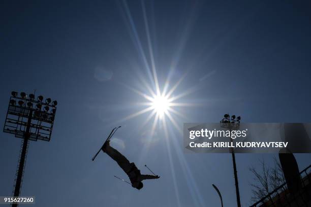 Canada's Marc-Antoine Gagnon competes in a moguls training session on the eve of the Pyeongchang 2018 Winter Olympic Games at the Phoenix Park in...