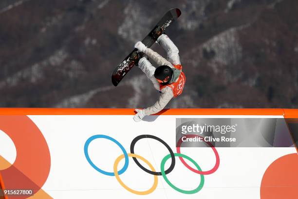 Chris Corning of USA in action during Slopestyle training ahead of the PyeongChang 2018 Winter Olympic Games at Phoenix Park on February 8, 2018 in...