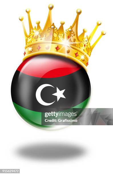 libya button with libyan flag and winner crown isolated on white - libya flag stock illustrations