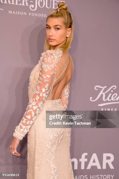 Model Hailey Baldwin attends the 2018 amfAR Gala New York at Cipriani Wall Street on February 7, 2018 in New York City.