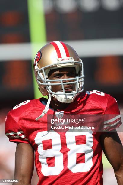 Isaac Bruce of the San Francisco 49ers during the NFL game against the St. Louis Rams at Candlestick Park on October 4, 2009 in San Francisco,...