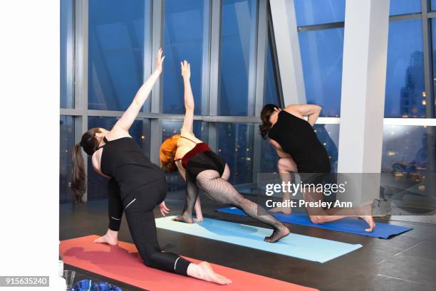 Ashram Yoga at the Leesa Rowland's Animal Ashram Pop-Up Penthouse on February 7, 2018 in New York City.