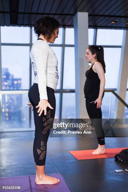 Ashram Yoga at the Leesa Rowland's Animal Ashram Pop-Up Penthouse on February 7, 2018 in New York City.