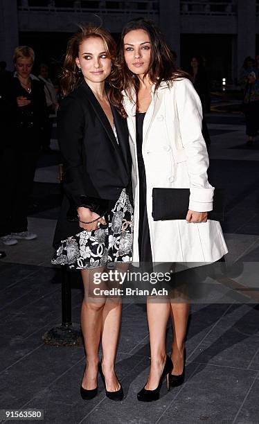 Actresses Natalie Portman and Mila Kunis attend the 2009 American Ballet Theatre Fall Gala at Avery Fisher Hall, Lincoln Center on October 7, 2009 in...