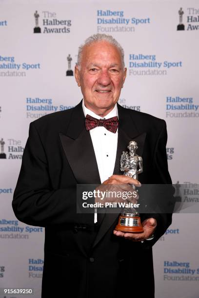 Morrie Chandler holds the Halberg Lifetime Achievement Award at the 55th Halberg Awards at Spark Arena on February 8, 2018 in Auckland, New Zealand.