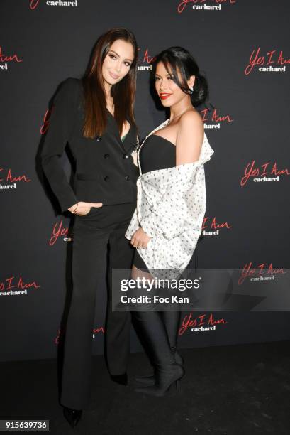 Nabilla Benattia and Ayem Nour attend the "Yes I Am" Cacharel Flagrance Launch Party at the QG on February 7, 2018 in Paris, France.