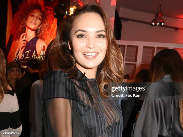 Former Miss Valerie Begue attends the "Yes I Am" Cacharel Flagrance Launch Party at the QG on February 7, 2018 in Paris, France.