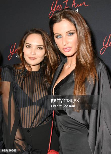 Former Miss France Valerie Begue and Malika Menard attend the "Yes I Am" Cacharel Flagrance Launch Party at the QG on February 7, 2018 in Paris,...