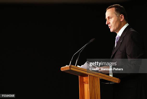 New Zealand Prime Mininster John Key announces the government's new anti-pseudoephedrine package on October 8, 2009 in Auckland, New Zealand. The...