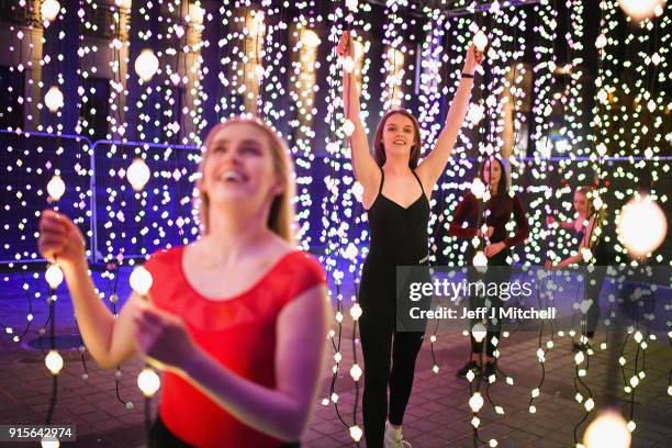 Lauren Marshall , Abbi Short ,Cleodi Mackinnon and Chelsea Tough from Dance For All view Ocean of Light installation at Edinburgh Lumen on February...