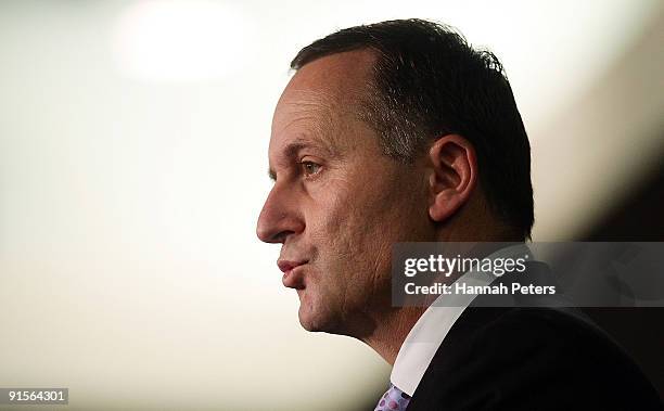 New Zealand Prime Mininster John Key announces the government's new anti-pseudoephedrine package on October 8, 2009 in Auckland, New Zealand. The...