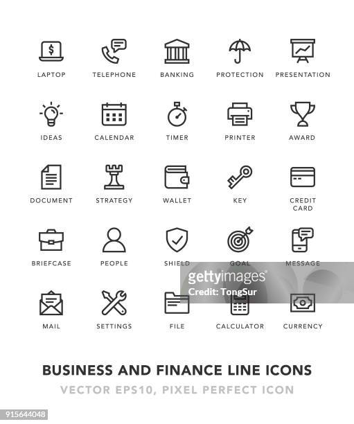 business and finance line icons - awards post show stock illustrations