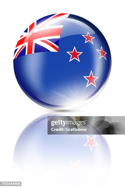 stockillustraties, clipart, cartoons en iconen met nieuw-zeeland knop met vlag geïsoleerd op wit - new zealand icons