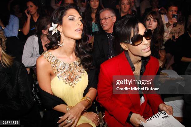 Bria Valente and Prince attend John Galliano Pret a Porter show as part of the Paris Womenswear Fashion Week Spring/Summer 2010 at Halle Freyssinet...