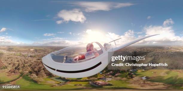 360 degree view from outside a glider - 360vr stock pictures, royalty-free photos & images